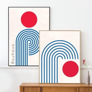 Bauhaus Poster Print, Abstract Geometric Poster Set, Modernist Digital Download, Mid-Century Home Decor, Bauhaus Poster, Bauhaus Art