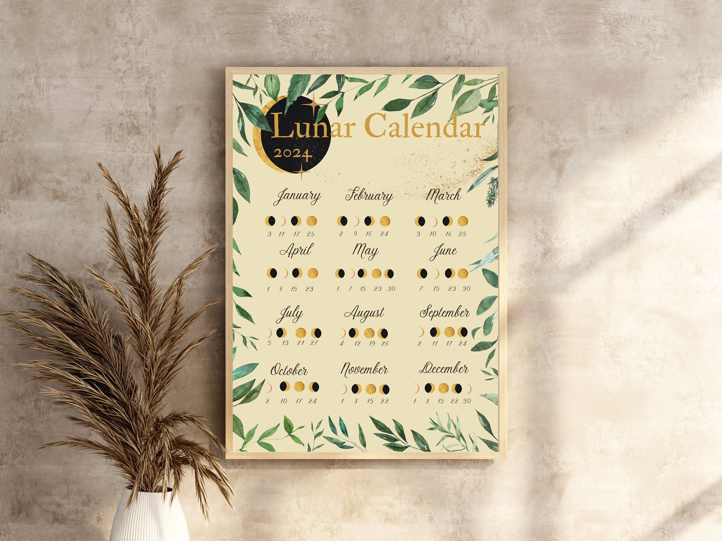 Lunar Calendar 2024 Printable Lunar Calendar 2024 Moon Phase Etsy Lunar Calendar 2024 Printable Lunar Calendar 2024 Moon Phase Etsy