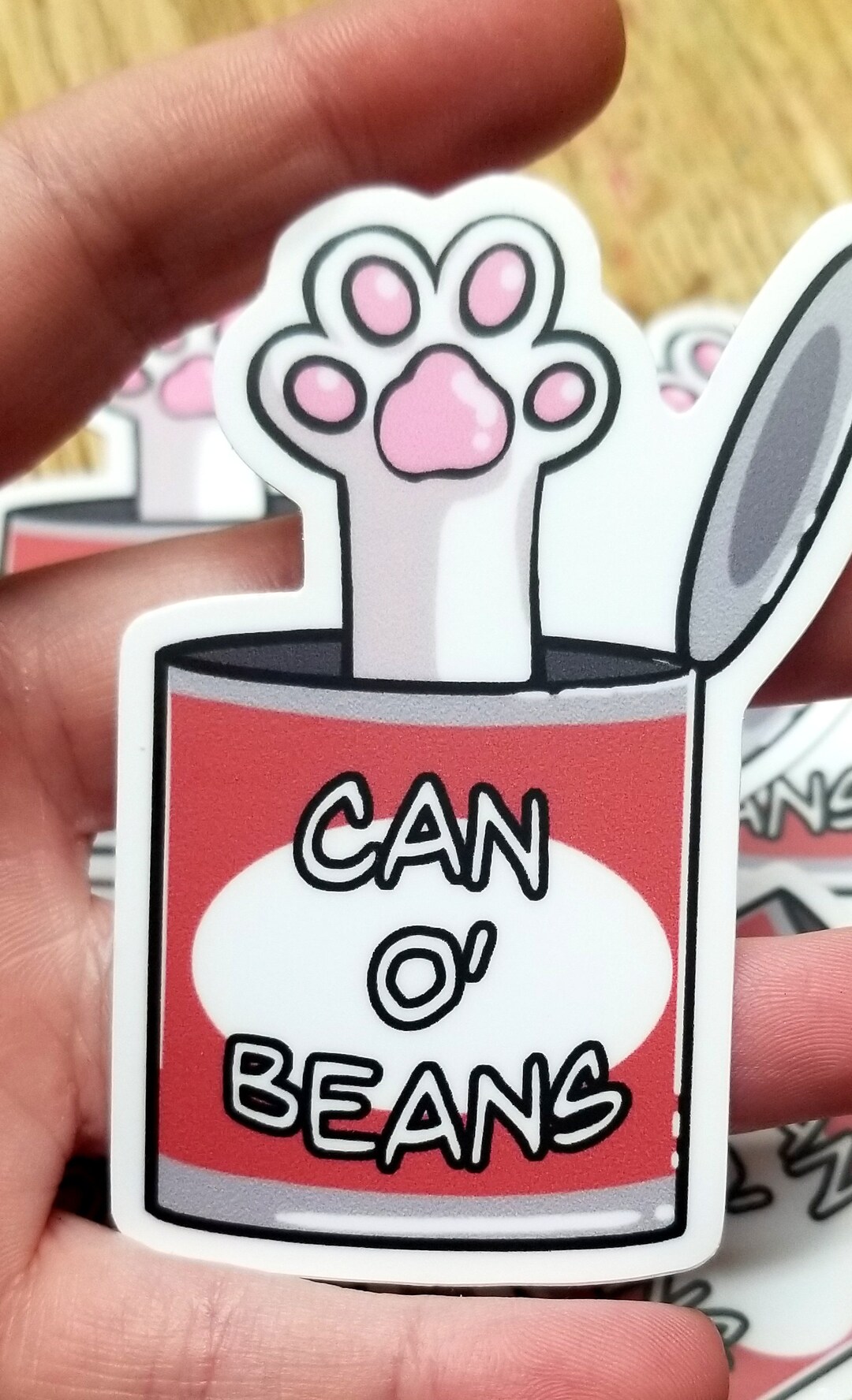 Can O Beans Sticker, Cute Cat Sticker, Cat Paw, Cat Toe Beans - Etsy