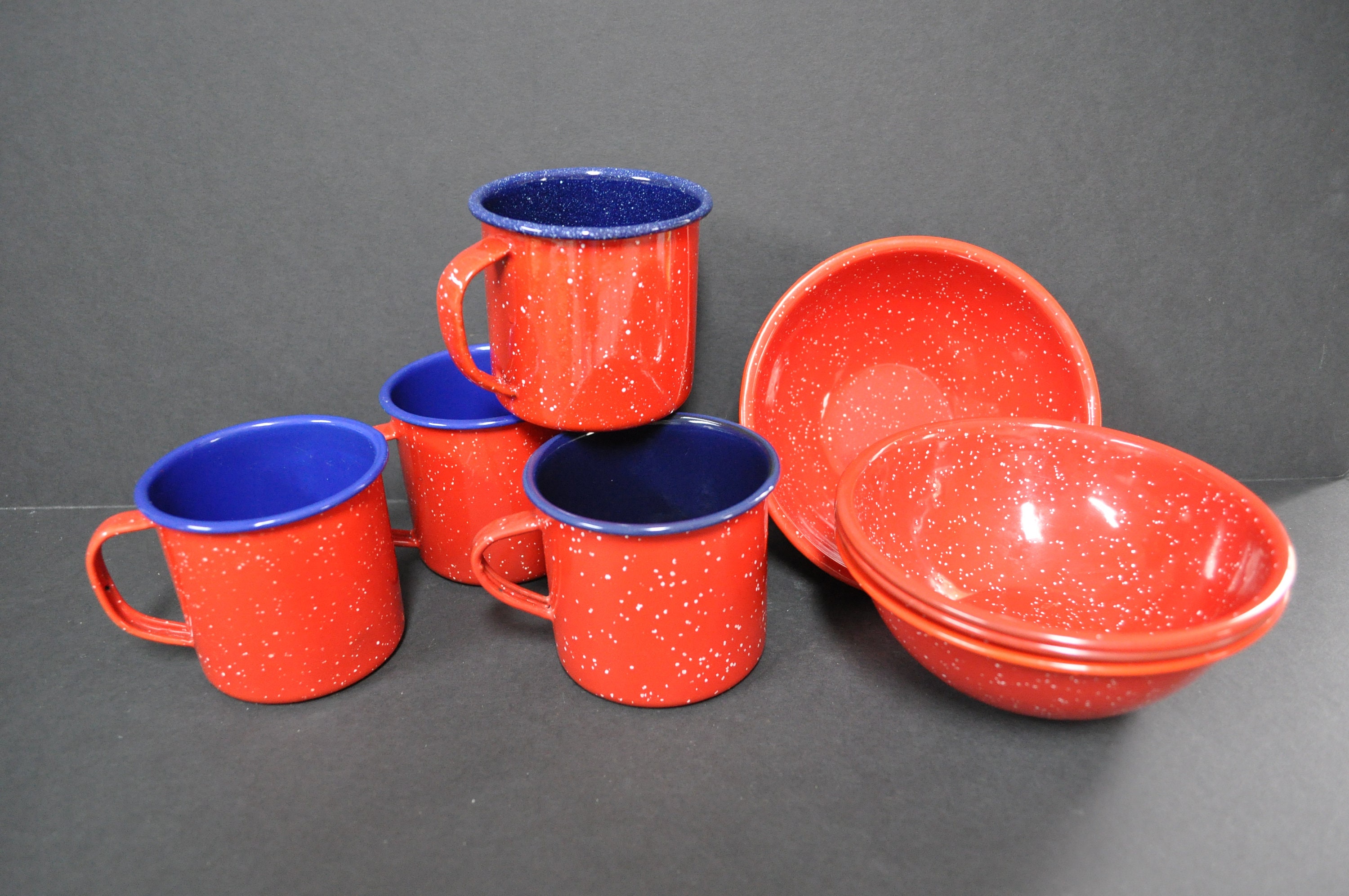 Lot 2 Coleman Red Speckled Enamel Camping/Picnic replacement cups
