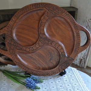 Vintage Wooden Hand Carved Tray