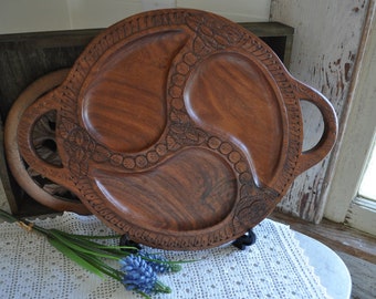 Vintage Wooden Hand Carved Tray