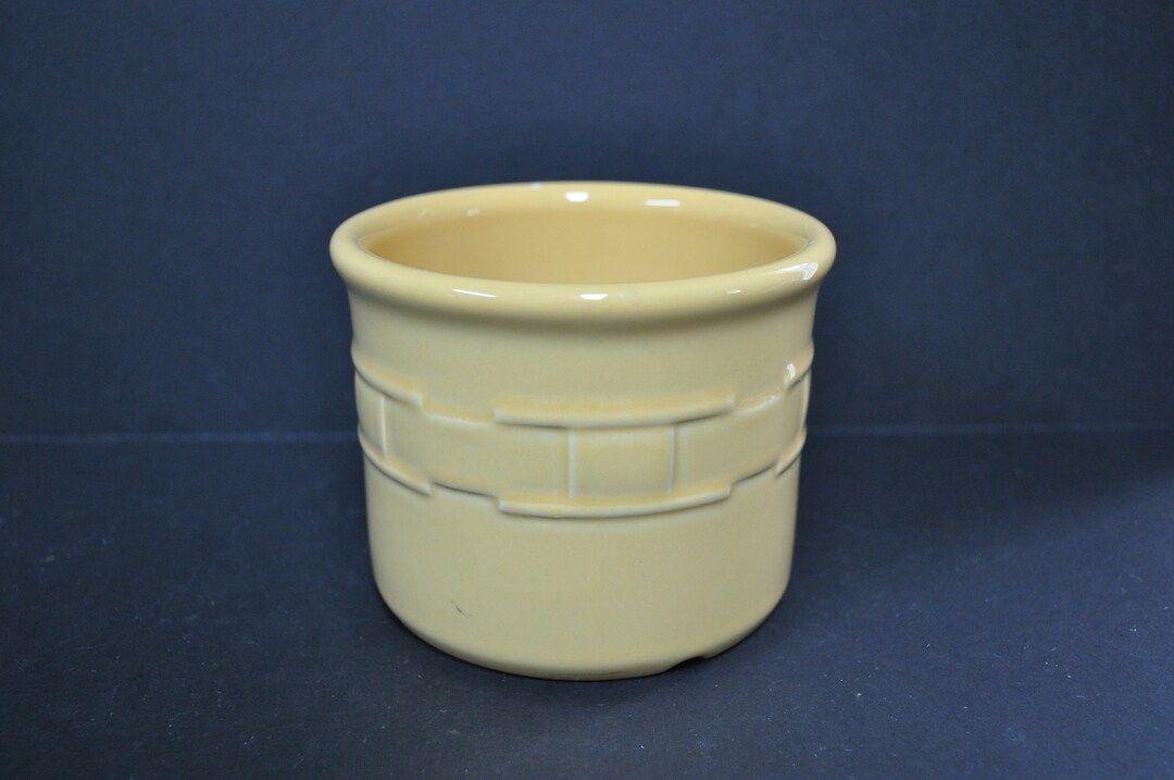 Vintage Longaberger Pottery Basketweave Ceramic Crock Butternut Etsy