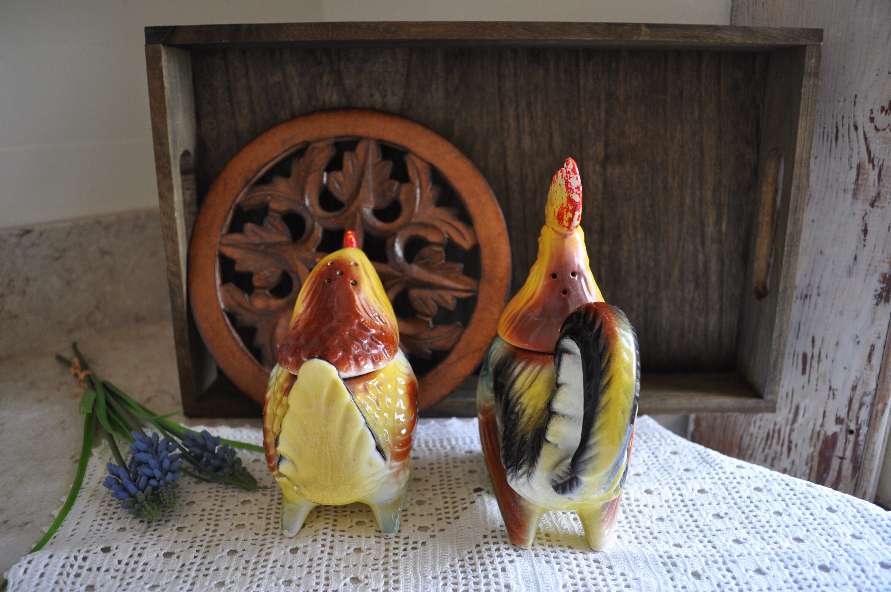 Rooster Teapot Sugar Bowl Creamer Pitcher Spoon Cracker Barrel Farm Farmhouse