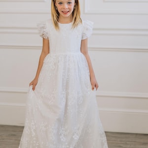 slim fit dress slacks Elegant Girls' Satin First Communion Dress w/ Crystal Organza Skirt   Malcolm Royce