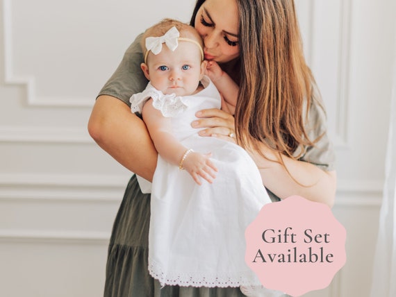 The Everly Dress - Beautiful Baby Girl White Blessing/Christening Baptism Lace Gown
