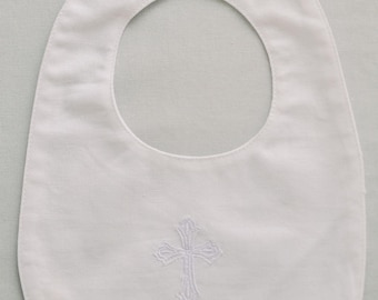 White Baptism Bib with Embroidered Cross | Baby Christening Bib | Baptism Keepsake | Baby Boy or Girl Baptism Outfit | Traditional Baptism
