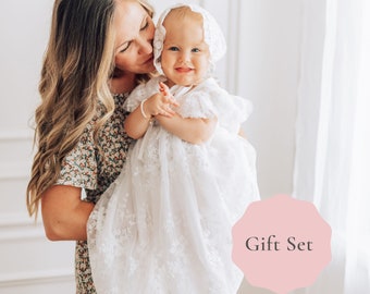 strapless open back dress Baby Baptism Party lace dress in white  Posh Tots
