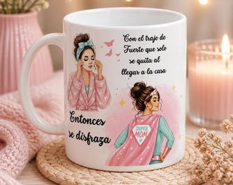 Diseño PNG para envolver tazas "Super Mamá" / Diseño para sublimación del Día de la Madre (Descarga digital)