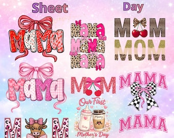 DTF Transfers Mother's Day Mama Mom Designs, Ready to Press Gang Sheet