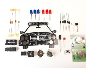 Kit elettronico fai-da-te della polizia con LED lampeggiante - Kit per imparare a saldare il circuito - Scheda PCB. Progetti domestici o scolastici