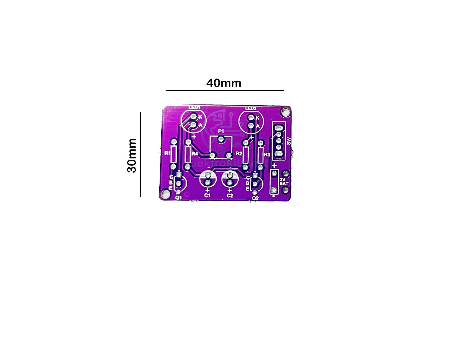 LED Blink DIY Circuit Kit. Transistor Flipflop Kit With 10mm Leds, Learn How to Solder. Home or