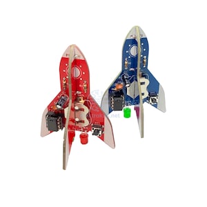 Mini Blinking PCB Rocket - Microcontroller DIY Electronic Kit, LED Rocket, Practice Soldering