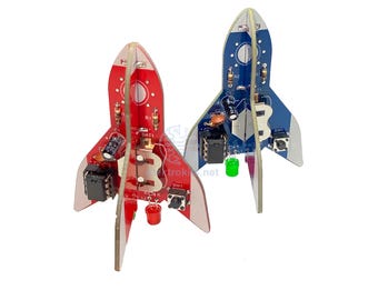 Mini Blinking PCB Rocket - Microcontroller DIY Electronic Kit, LED Rocket, Practice Soldering