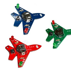Mini Blinking Airplane LED DIY Electronic PCB Kit. Learn to Solder for Beginners