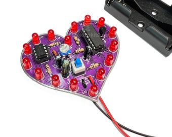 PCB LED Heart with 5mm LEDs, Learn to Solder Kit, DIY Circuit Kit. Great gift