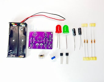 LED Blink DIY Circuit Kit. Transistor Flip-Flop Kit with 10mm LEDs, Learn How to Solder. Home or school projects