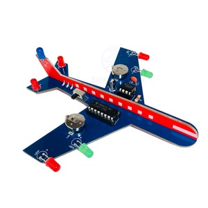 Flashing LED Airplane DIY Electronic Kit Learn to solder PCB board. Home or school project