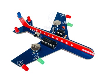 Flashing LED Airplane DIY Electronic Kit Learn to solder PCB board. Home or school project