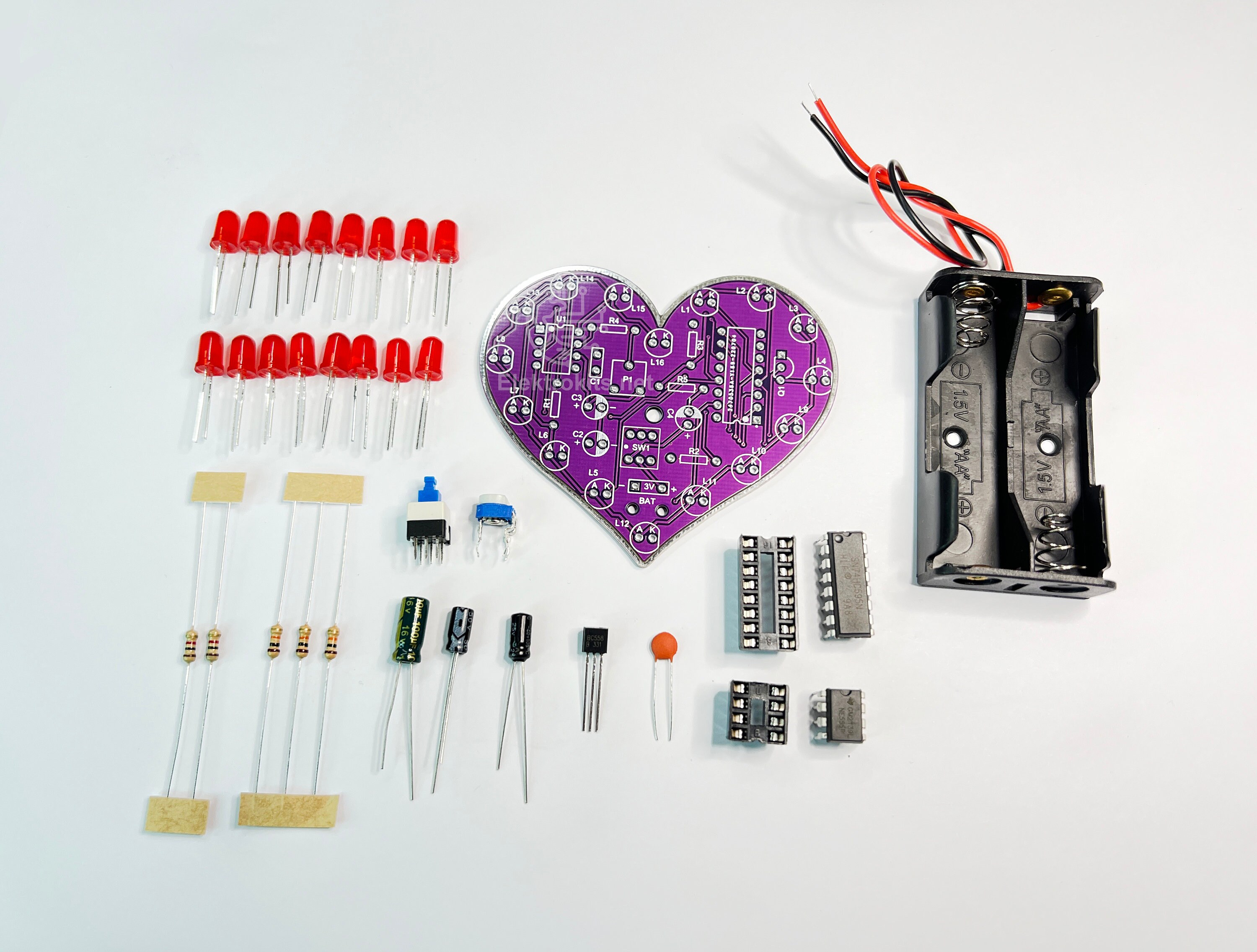 Rood LED Hart Soldeer Kit – Ademhalend Licht – DIY Elektronica Project Voor Beginners – 5V – Zonder Voeding