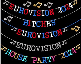 Eurovision banner 2024 bunting decorations Song Contest house party