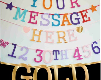 Custom banner personalised Customised bunting party decorations birthday engagement wedding baby shower hen party stag 19 COLOURS