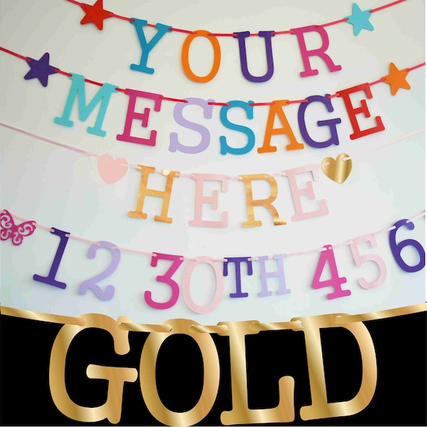 Custom banner personalised Customised bunting party decorations birthday engagement wedding baby shower hen party stag 19 COLOURS