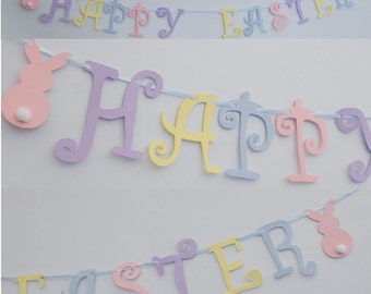 Happy Easter Bunting Banner*Garland bunny Pastels*party DECORATION egg hunt