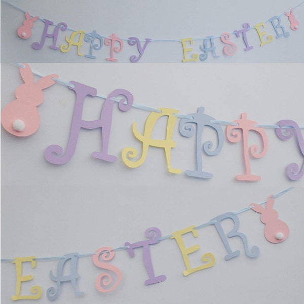 Happy Easter Bunting Banner*Garland bunny Pastels*party DECORATION egg hunt