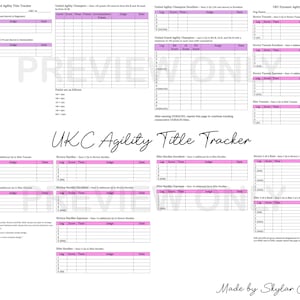 UKC Title Tracking Forms Bundle - includes Conformation, Agility, Rally Obedience, Obedience, Nosework, Weight Pull, and Dock Diving