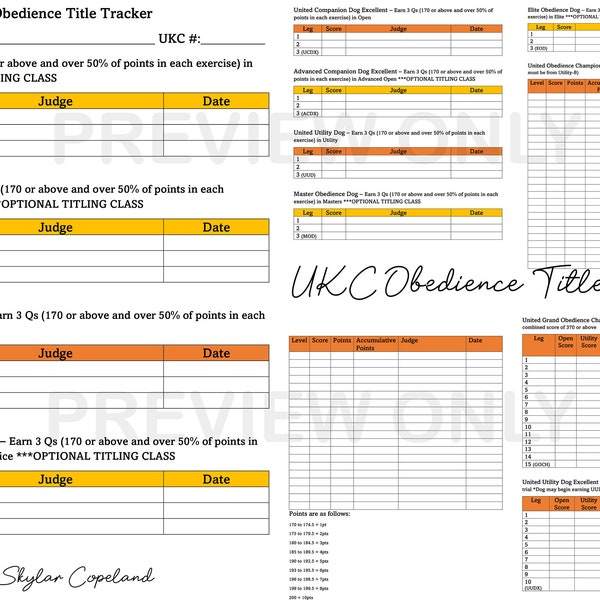 UKC Obedience Title Tracker