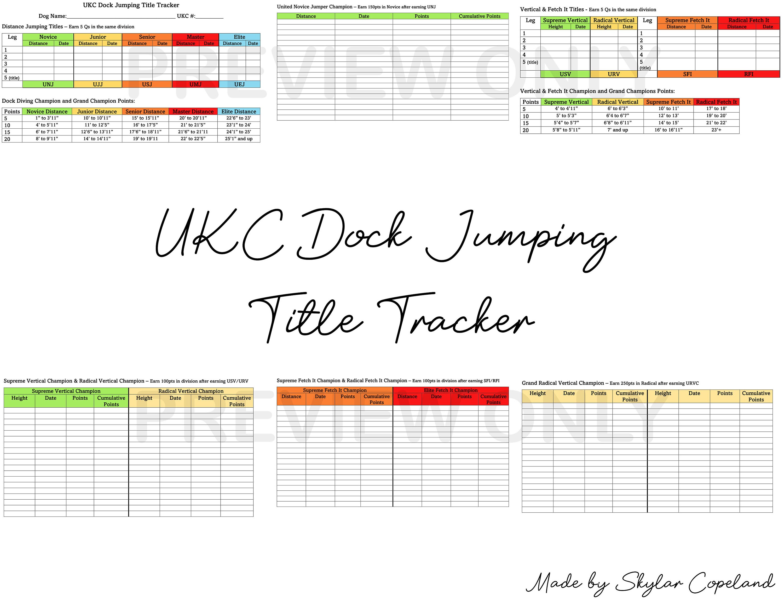 UKC Dock Jumping Title Tracker Etsy