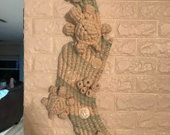 Turtle Natural Macrame and Crochet Wall Art