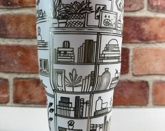 Bookshelves with Cat Engraved 30 oz Tumbler