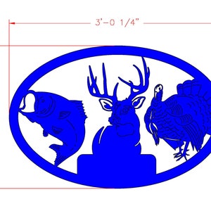 Bass / Deer / Turkey Wall Sign, Oval, 24&quot; x 36.25&quot;, DXF