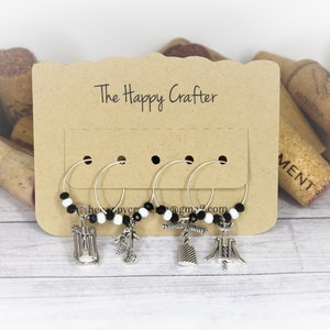 Corkscrew-themed Wine Charms/Wine Glass Charms/Wine Charms/Unique Gifts/Wine Accessories/Set of 4!