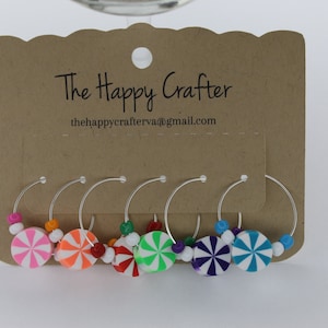 Peppermint Candy-Themed Wine Charms/Wine Glass Charms/Wine Charms/Unique Gifts/Wine Accessories/Set of 6!