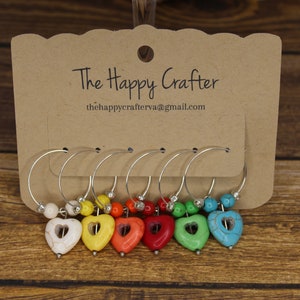 Heart-Themed Wine Charms/Wine Glass Charms/Glass Charms/Hearts/Rustic/Unique Gifts/Wine Accessories/Set of 6!