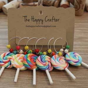 Lollipop-Themed Wine Charms/Wine Charms/ Candy Charms/ Unique Gifts/ Wine Accessories/ Set of 6!