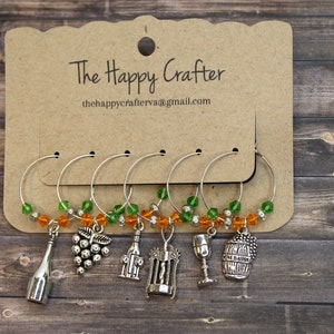 Wine-Themed Wine Charms/Wine Glass Charms/Drink Tags/Unique Gifts/Set of 6!