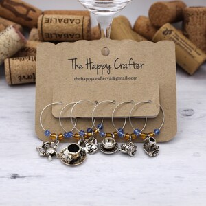 Teapot-Themed Wine Charms/Wine Glass Charms/Glass Charms/Drink Tags/Unique Gifts/Set of 6!