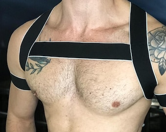 Custom Colour Chest Harness with Bicep Bands, Made to measure Clubwear Rave Outfit