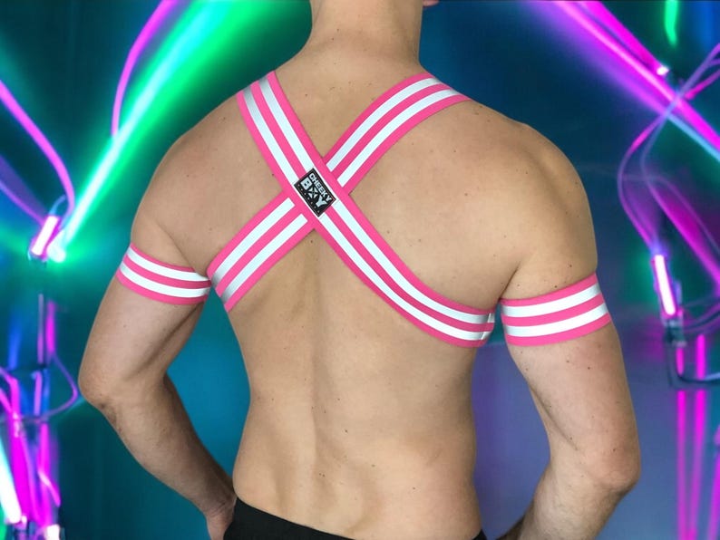 Hi-Vis Neon Harness, UV Reflective Festival Rave Chest Harness, LGBTQ+ Gay Pride Clubwear, Bright Elastic Workman Construction Party Gear image 16