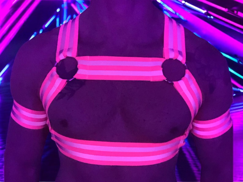 Hi-Vis Neon Harness, UV Reflective Festival Rave Chest Harness, LGBTQ+ Gay Pride Clubwear, Bright Elastic Workman Construction Party Gear image 15