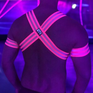 Hi-Vis Neon Harness, UV Reflective Festival Rave Chest Harness, LGBTQ+ Gay Pride Clubwear, Bright Elastic Workman Construction Party Gear image 17
