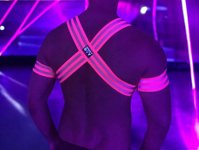 Hi-Vis Neon Harness, UV Reflective Festival Rave Chest Harness, LGBTQ+ Gay Pride Clubwear, Bright Elastic Workman Construction Party Gear image 17