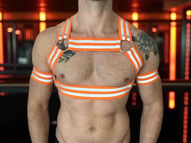 Hi-Vis Neon Harness, UV Reflective Festival Rave Chest Harness, LGBTQ+ Gay Pride Clubwear, Bright Elastic Workman Construction Party Gear image 7
