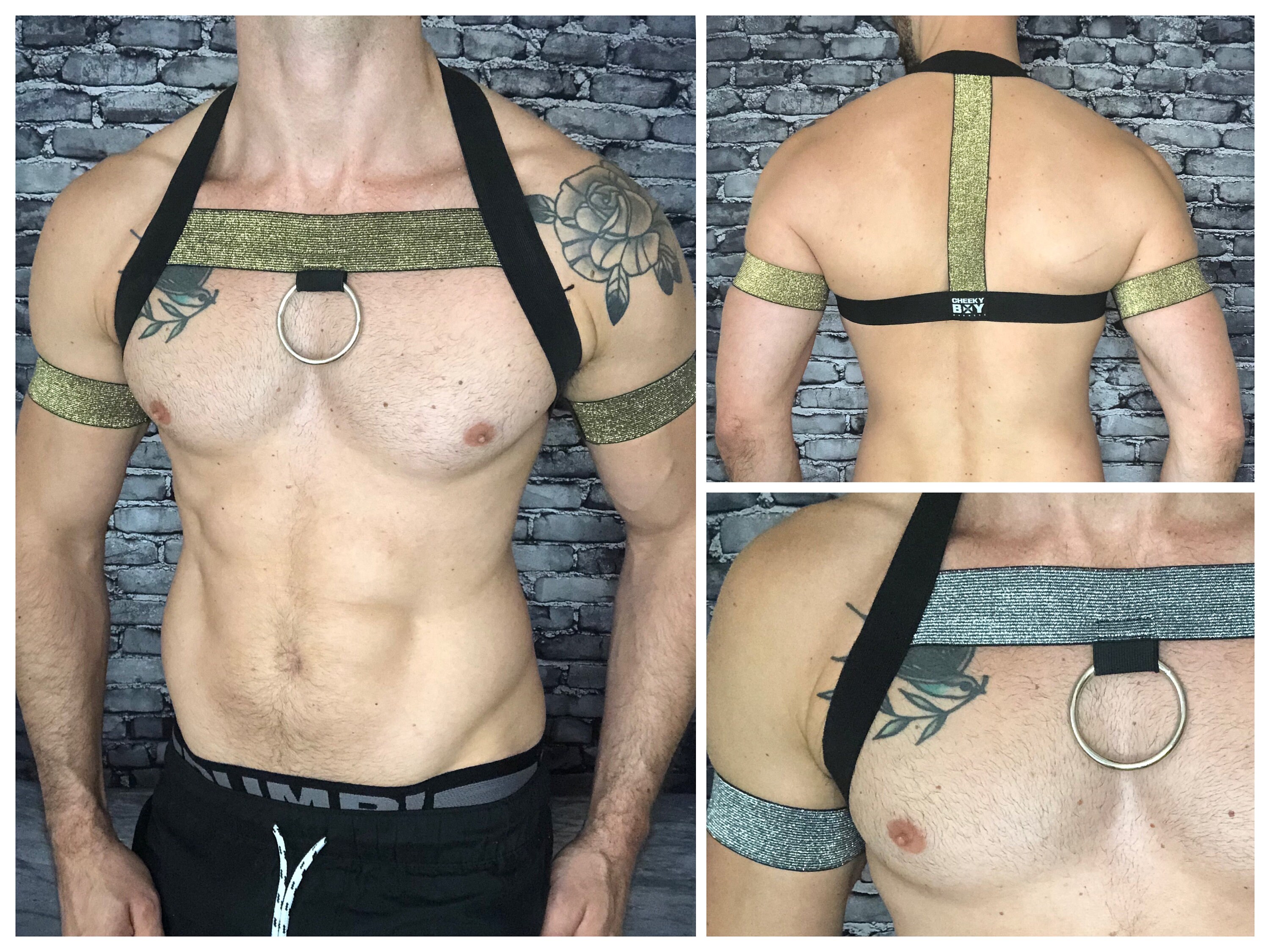 Made to Measure Metallic Chest Harness Optional Ring billede