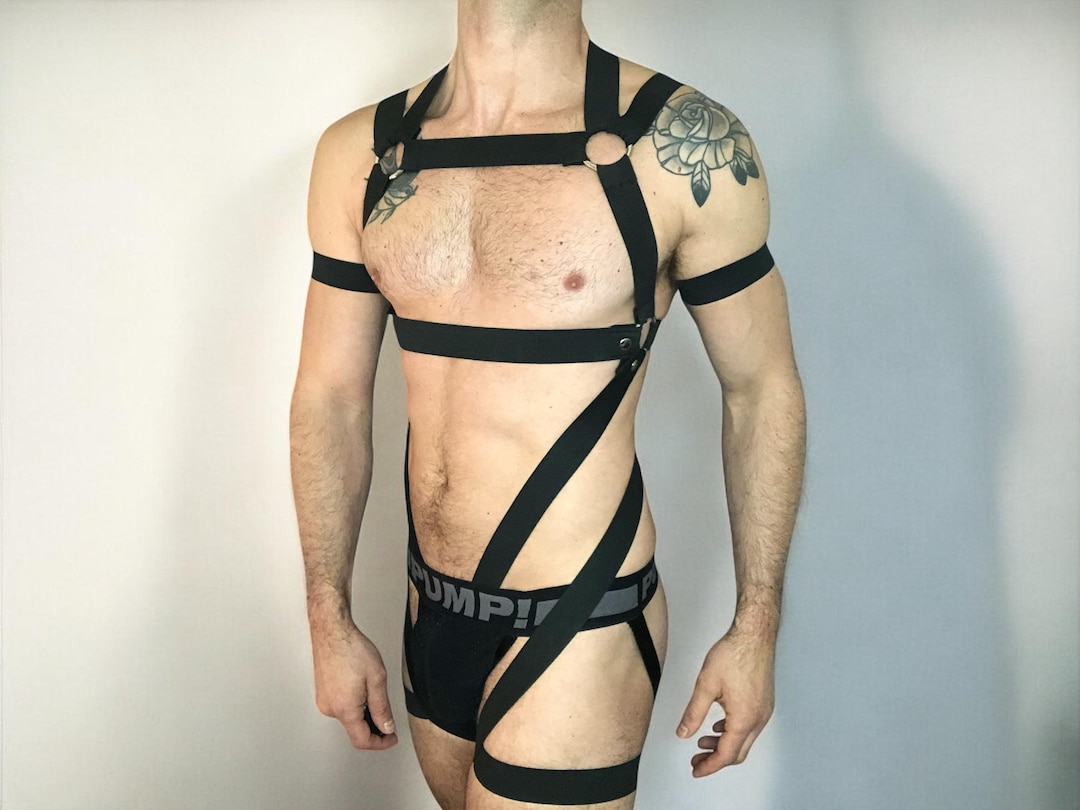Black Full Body Harness Mens Gay Clubwear Pride Festival Outfit Circuit black-full-body-harness-mens-gay-clubwear-pride-festival-outfit-circuit