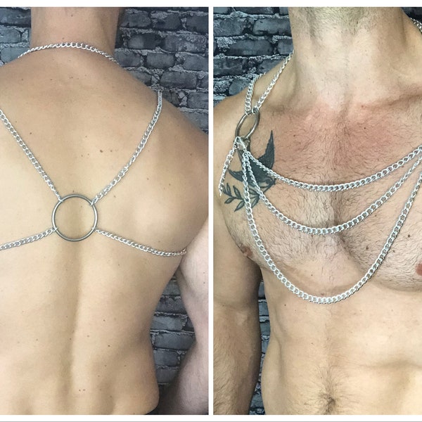 Body Chain Harness Mens, Optional Loops, Bum Chain Underwear, Made-to-measure ALL SIZES LGBT Queer Fashion, Gay Club, Circuit Party Wear